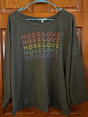 Workshop Republic Woman’s 3X Pullover Gray Sweatshirt Long Sleeve ( More Love)
